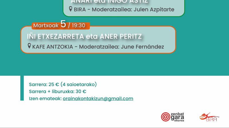 Oraina Kontakizun -Erresistentziak-. Iñi Etxezarreta + Aner Peritz. Moderatzailea: June Fernández. (Kutxa Beltza aretoan)