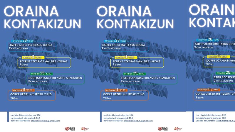 Oraina Kontakizun - Xabier Aierdi eta Itxaro Borda. Hemengotasuna / Hangotasuna. Moderatzailea: Ibai Atutxa. (Kutxa Beltza aretoan)